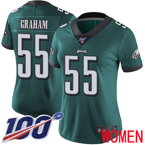 Women Philadelphia Eagles 55 Brandon Graham Midnight Green Team Color Vapor Untouchable NFL Jersey 1